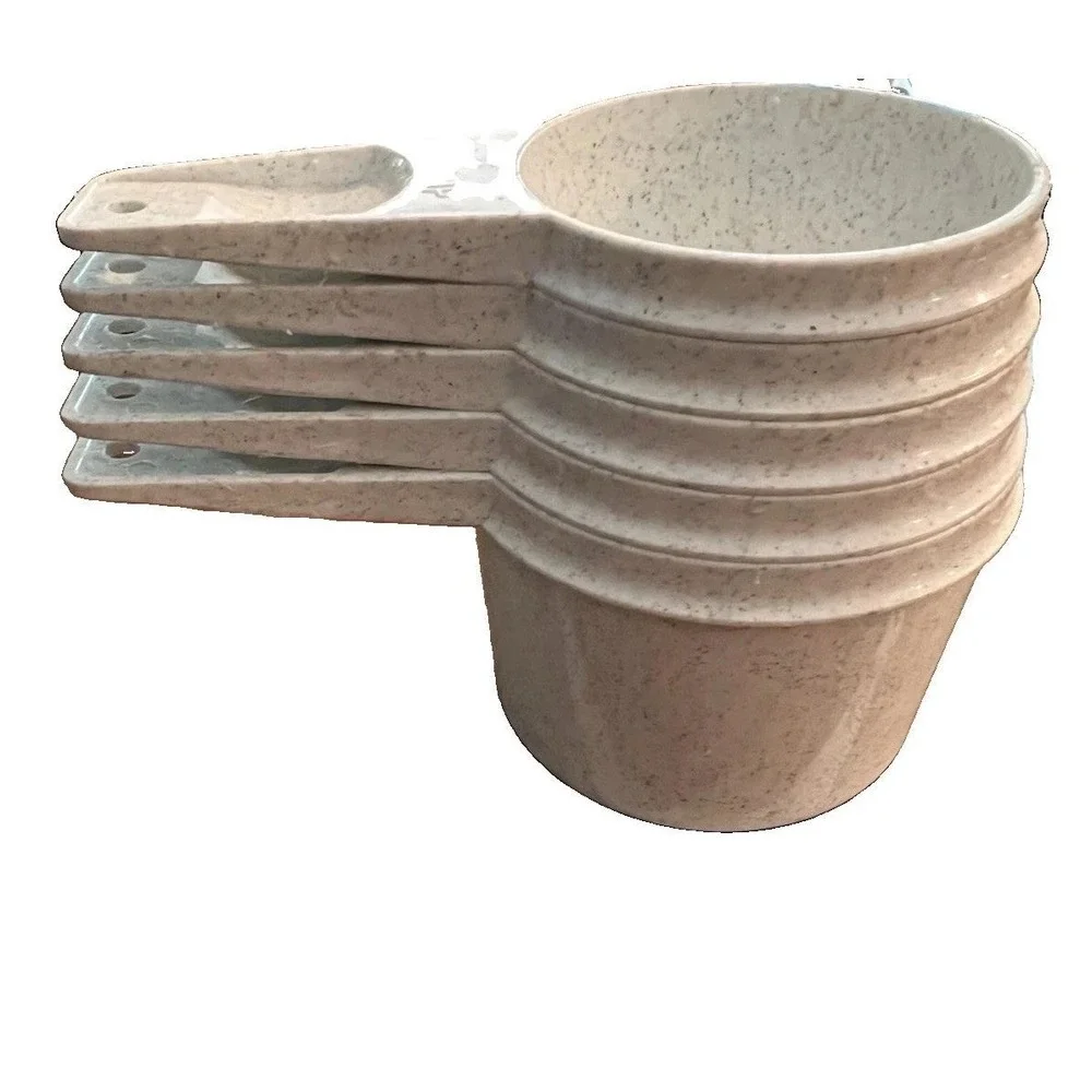 Vintage 1990s Tupperware White Gray Speckled Measuring Cups- Set of 5